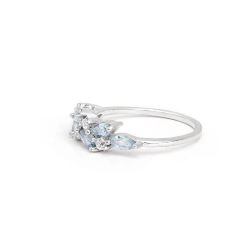 Gempro 925 Sterling Silver Marquise Sky Blue Topaz Ring For Her, (Silver, US 6) - Image 3