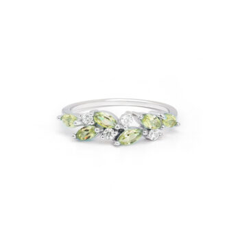 Gempro 925 Sterling Silver Marquise Peridot Ring For Her, (Silver, US 7)