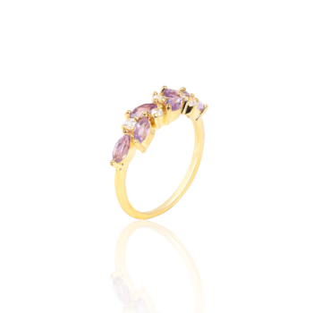 Gempro 925 Sterling Silver Marquise Amethyst Ring For Her, (Gold, US 7)