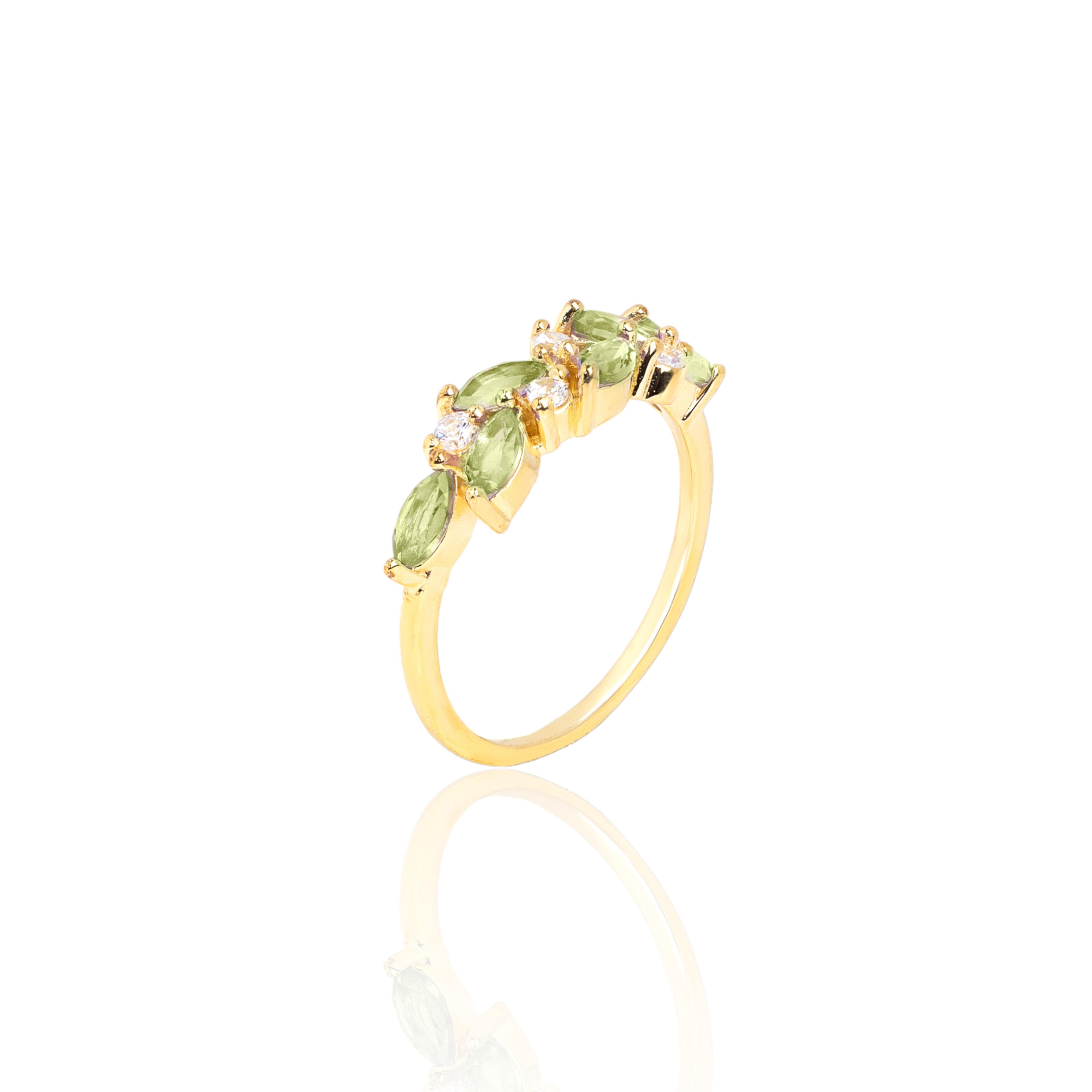 Gempro 925 Sterling Silver Marquise Peridot Ring For Her, (Gold, US 7)