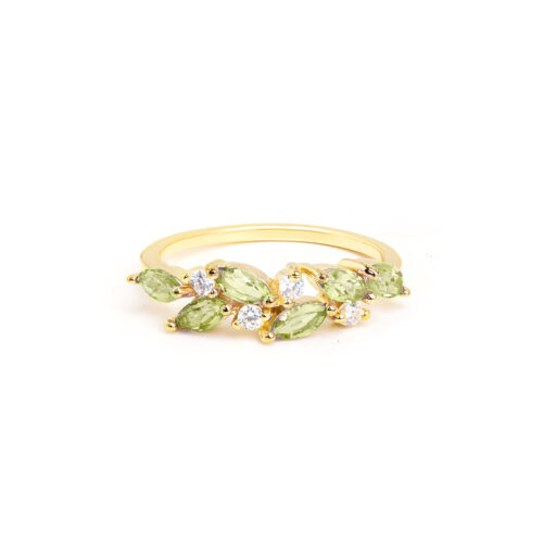 Gempro 925 Sterling Silver Marquise Peridot Ring For Her, (Gold, US 7) - Image 2