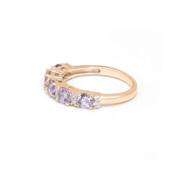Gempro 925 Sterling Silver Heart Amethyst Ring For Her, (Rose Gold, US 7)