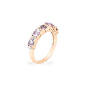 Gempro 925 Sterling Silver Heart Amethyst Ring For Her, (Rose Gold, US 6)