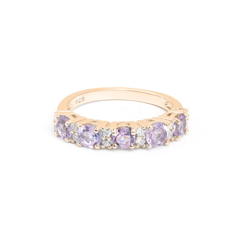 Gempro 925 Sterling Silver Heart Amethyst Ring For Her, (Rose Gold, US 6) - Image 2