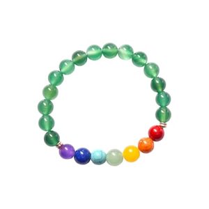 Gempro Green onyx 7 Chakra Natural Stone Bracelet for Unisex