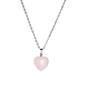 Gempro Rose Quartz Heart Shape Pendant for Her