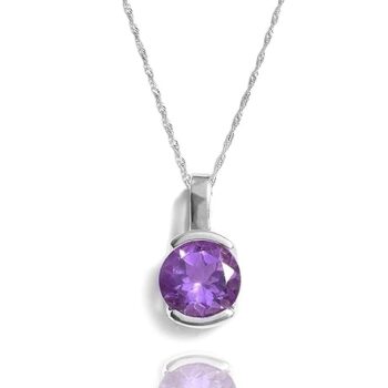 Gempro 925 Sterling Silver Certified Amethyst Solitaire Pendant for Women