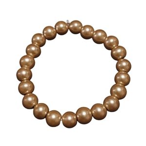 Gempro Natural Golden Round Pearl Beads stretchable Bracelets for Girls Bead Size 8 MM