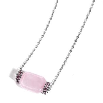 Gempro Genuine Rose Quartz Gemstone Candy Chain Pendant Necklace for Girls, Carat 3