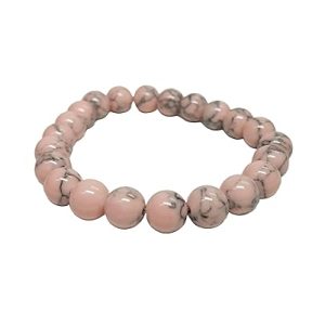 Gempro Pink Howlite Bracelet – Natural Stone Beaded Bracelet for Calm & Style