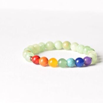 Gempro Green Flower Jade 7 Chakra Bracelet Men & Women