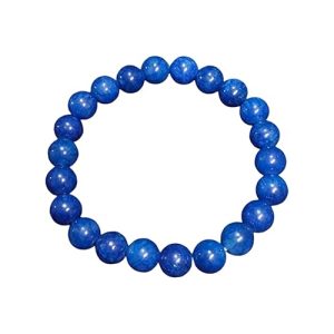 Gempro Natural Blue Jade Gemstone Round stretchable Bracelet 6MM