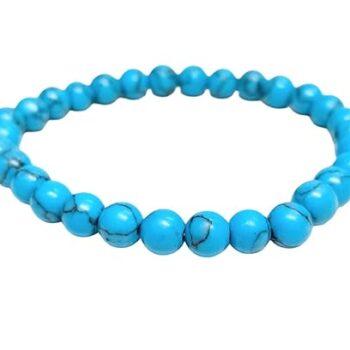 Gempro Turquoise Howlite Natural Bracelet – Calming and balancing Gemstone Bead Size 6 MM