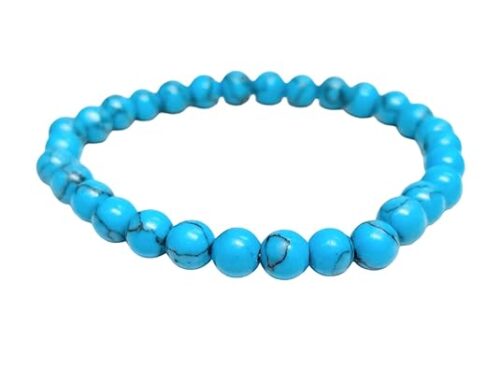 Gempro Turquoise Howlite Natural Bracelet – Calming and balancing Gemstone Bead Size 6 MM