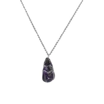 Gempro Natural Healing Amethyst Tumbled Crystal Stone Pendant