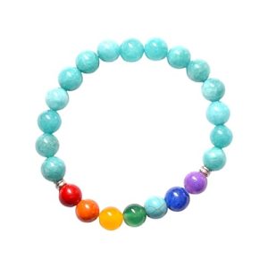 Gempro Natural Amazonite 7 Chakra Bracelet Men & Women