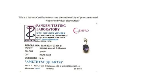 Gempro 925 Sterling Silver Certified Amethyst Solitaire Pendant for Women - Image 2