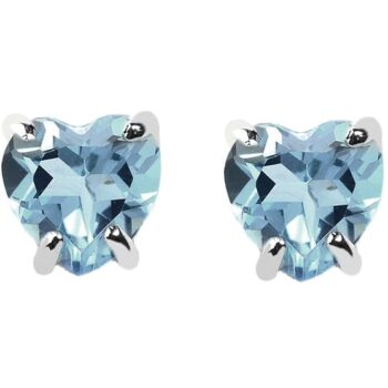 Gempro 925 Sterling Silver Valentine's Blue Topaz Heart Stud Earrings for Women