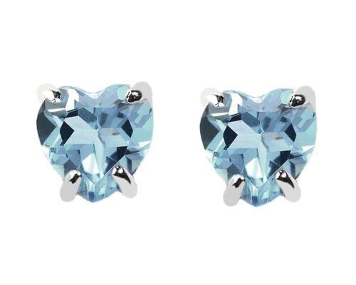 Gempro 925 Sterling Silver Valentine's Blue Topaz Heart Stud Earrings for Women
