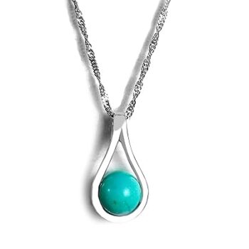 Gempro 925 Silver Certified Turquoise Pendant for Women, Blue