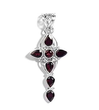 Gempro 925 Sterling Silver Certified Garnet Holy Cross Stylish Pendant for Women
