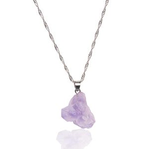 Gempro Women's Beautiful Raw Amethyst Gemstone Pendant