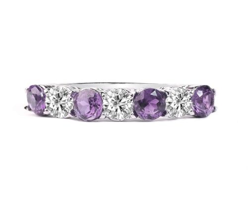 Gempro 925 Sterling Silver Gemstone Band Ring for Women (Size US 7)