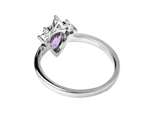 Gempro 925 Sterling Silver Amethyst Pear Cut Ring for Women - Image 5