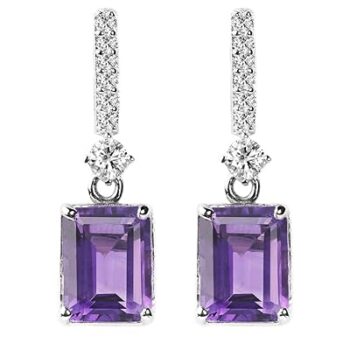 Gempro 925 Sterling Silver Certified Gemstone Dangle Earrings for Women (Emerald Cut)