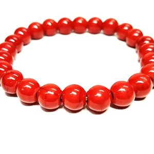 Gempro Red Jade Beads Stretchable Bracelet – Bold & Energizing Accessory for Men & Women