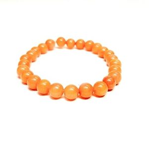 Gempro Natural Orange Jade Beads Stretchable Bracelet for Men & Women Bead Size 6 MM