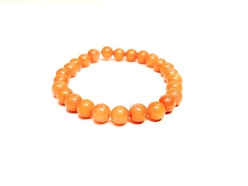 Gempro Natural Orange Jade Beads Stretchable Bracelet for Men & Women Bead Size 6 MM