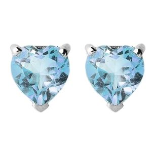Gempro 925 Sterling Silver Heart Stud Earrings for Women | Certified Blue Topaz Gemstone