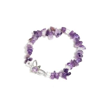 Gempro 925 Silver Butterfly Amethyst Gemstone Bracelet for Women