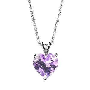 Gempro 925 Sterling Silver Valentine's Amethyst Heart Pendant for Women