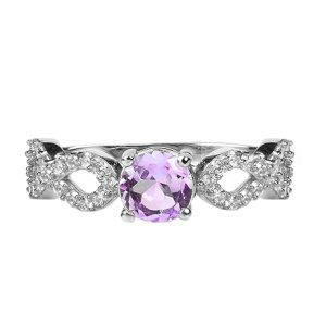 Gempro 925 Sterling Silver Amethyst Twisted Ring for Women (Size 14)