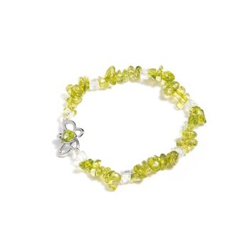 Gempro 925 Silver Butterfly Peridot Raw Gemstone chips Bracelet for Women