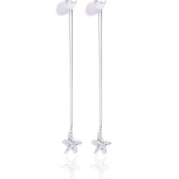 Gempro 925 Silver Certified Pearl American Diamonds Dangle Earrings for Women