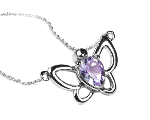 Gempro 925 Sterling Silver Certified Gemstone Butterfly Pendant for Women - Image 3