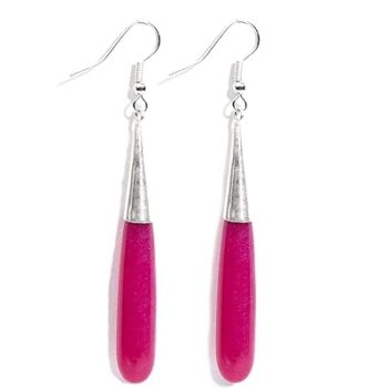 Gempro 925 Sterling Silver Hot Pink Chalcedony Party Drop Earrings for Women