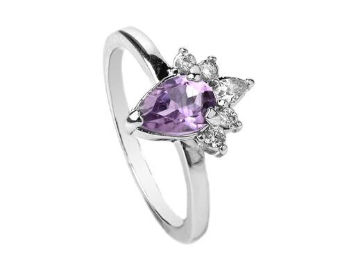 Gempro 925 Sterling Silver Amethyst Pear Cut Ring for Women - Image 3