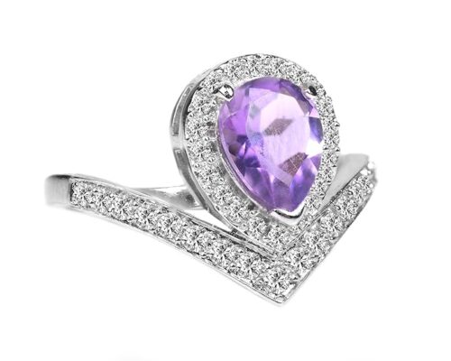 Gempro 925 Sterling Silver Natural Gemstone Pear Cut Luxury Ring for Women (Size US 7) - Image 3