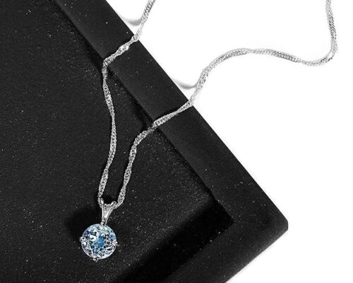 Gempro 925 Sterling Silver Certified Blue Topaz Chain Pendant for Women, Carat 2 - Image 5