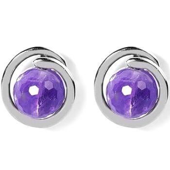 Gempro 925 Silver Certified Amethyst Stud Earrings for Women, Purple
