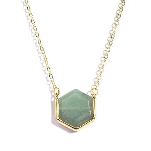 Gempro Certified Aventurine Gemstone Chain Pendant Necklace for Women
