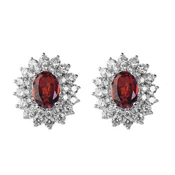 Gempro 925 Sterling Silver Garnet Sunburst Stud Earrings for Women