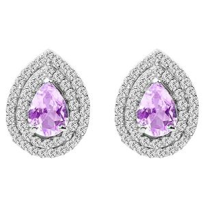 Gempro 925 Sterling Silver Certified Amethyst Stud Earrings for Women (Pear Cut)