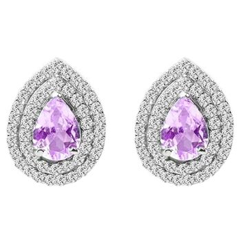 Gempro 925 Sterling Silver Certified Amethyst Stud Earrings for Women (Pear Cut)