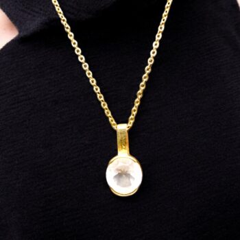 Gempro 925 Stirling Certified Rose Quartz Love Gemstone Solitaire Pendant For Women & Girl