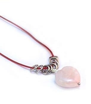 Gempro Perfect Valentine Gift Genuine Rose Quartz Heart Gemstones Chain Love Pendant for Women